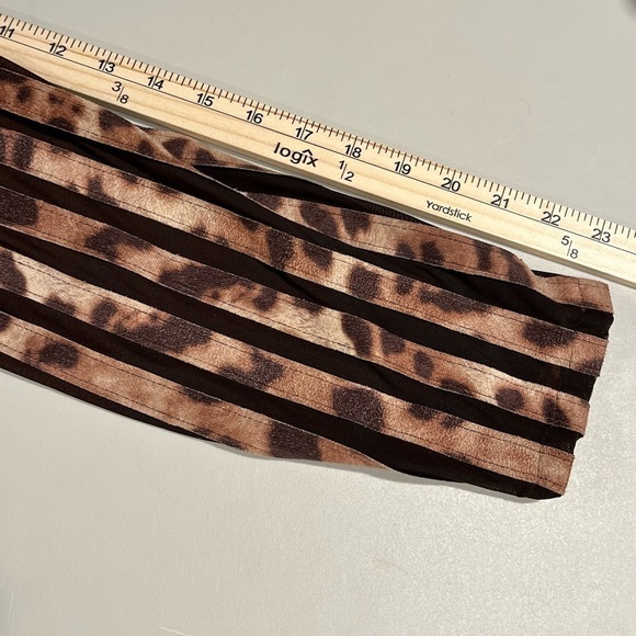 CHICOS TRAVELERS Sz 2 US L/12 Leopard Print Jacket Brown Suede Stripe Semi-Sheer - Picture 15 of 15